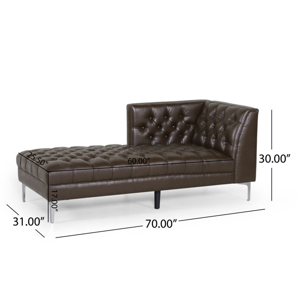 Orren Ellis Hovanes Tufted Faux Leather LeftArm Chaise Lounge Wayfair
